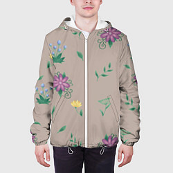 Куртка с капюшоном мужская Цветочная эстетика, цвет: 3D-белый — фото 2