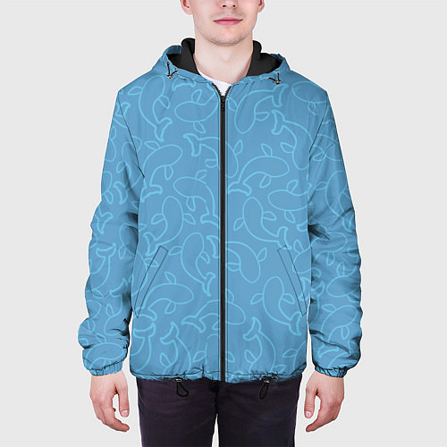 Мужская куртка Рыбки на голубом / 3D-Черный – фото 3