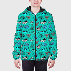 Куртка с капюшоном мужская Морские рыбки, цвет: 3D-черный — фото 2
