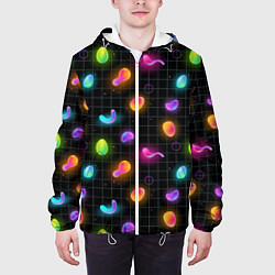 Куртка с капюшоном мужская Ночные фонарики-светлячки, цвет: 3D-белый — фото 2