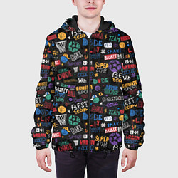 Куртка с капюшоном мужская Баскетбол, цвет: 3D-черный — фото 2