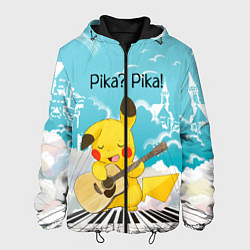Куртка с капюшоном мужская Пикачу играет на гитаре, цвет: 3D-черный