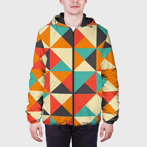 Мужская куртка Треугольники / 3D-Черный – фото 3