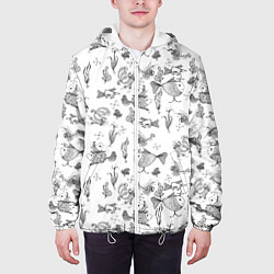 Куртка с капюшоном мужская Рисованные сказочные рыбки, цвет: 3D-белый — фото 2