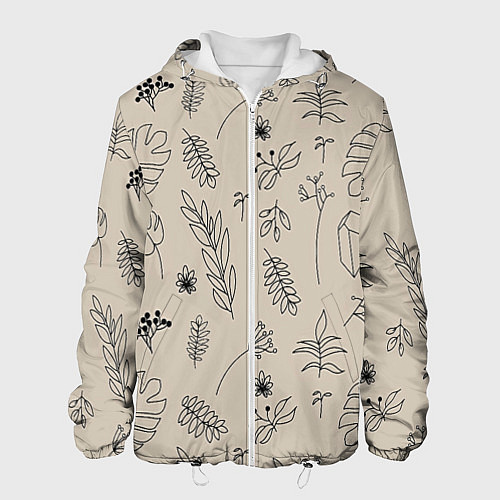 Мужская куртка Цветы и листья / 3D-Белый – фото 1