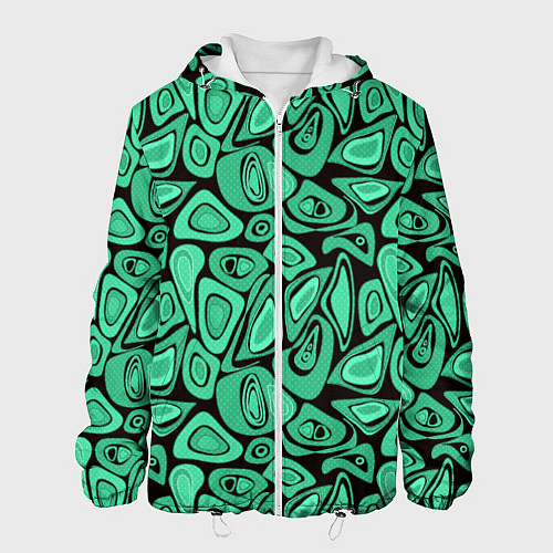 Мужская куртка Зеленый абстрактный узор / 3D-Белый – фото 1