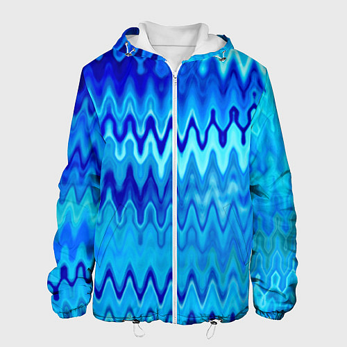 Мужская куртка Синий-голубой абстрактный узор / 3D-Белый – фото 1