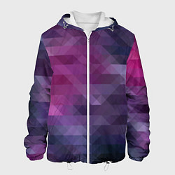 Куртка с капюшоном мужская Фиолетово-бордовый узор, цвет: 3D-белый