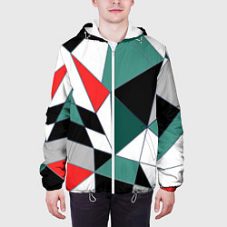 Куртка с капюшоном мужская Абстрактный геометрический, цвет: 3D-белый — фото 2