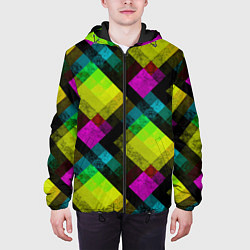Куртка с капюшоном мужская Абстрактный разноцветный узор, цвет: 3D-черный — фото 2