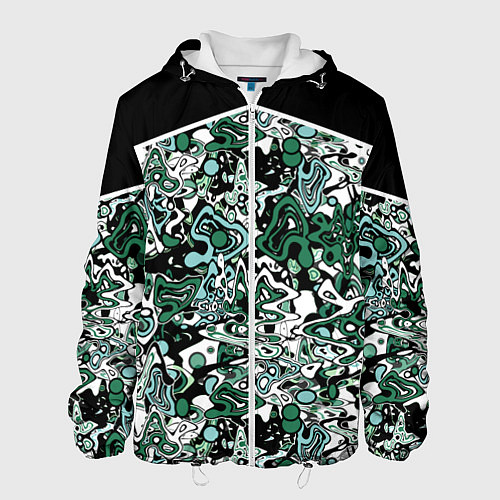Мужская куртка Черно-зеленые каракули / 3D-Белый – фото 1