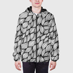 Куртка с капюшоном мужская Лепестки, цвет: 3D-черный — фото 2