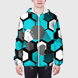 Куртка с капюшоном мужская Геометрия плиты, цвет: 3D-белый — фото 2