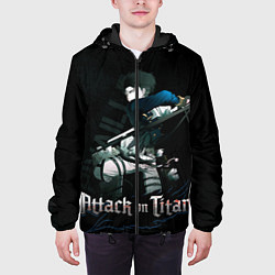 Куртка с капюшоном мужская Леви Аккерман Атака на титанов, цвет: 3D-черный — фото 2