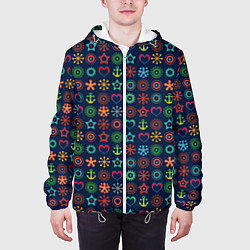 Куртка с капюшоном мужская Морской разноцветный узор, цвет: 3D-белый — фото 2