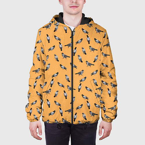 Мужская куртка Голуби паттерн на желтом / 3D-Черный – фото 3