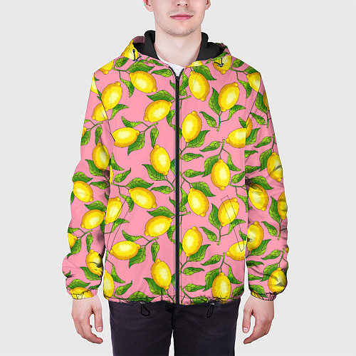 Мужская куртка Лимоны паттерн / 3D-Черный – фото 3