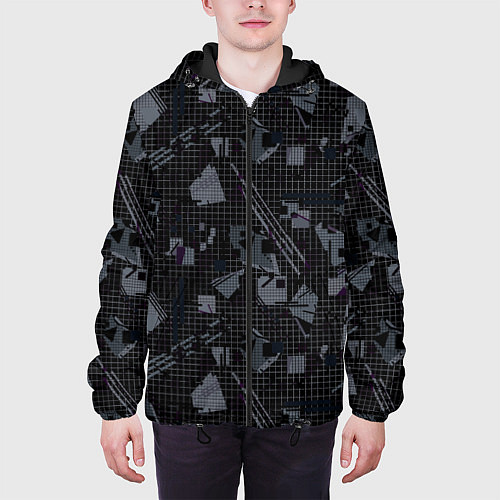 Мужская куртка Темный серый узор мемфис / 3D-Черный – фото 3