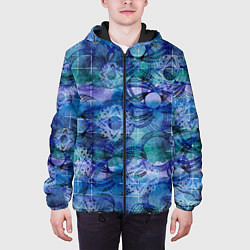 Куртка с капюшоном мужская Абстракция - акварельный узор, цвет: 3D-черный — фото 2