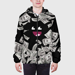 Куртка с капюшоном мужская Деньги и купюры смайл, цвет: 3D-черный — фото 2