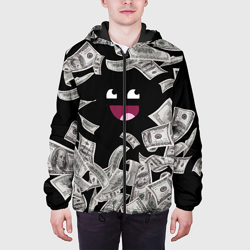 Мужская куртка Деньги и купюры смайл / 3D-Черный – фото 3