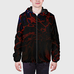 Куртка с капюшоном мужская Извержение Вулкана Лава, цвет: 3D-черный — фото 2