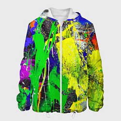 Куртка с капюшоном мужская Брызги красок Grunge Paints, цвет: 3D-белый