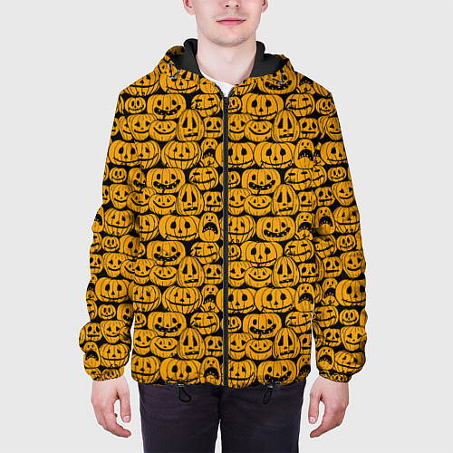 Мужская куртка Хэллоуинские Тыквы / 3D-Черный – фото 3