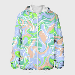 Куртка с капюшоном мужская Разноцветные разводы красок, цвет: 3D-белый