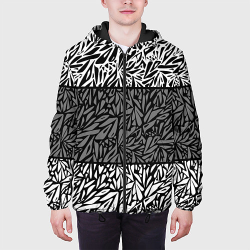 Мужская куртка Абстрактный черно-белый узор / 3D-Черный – фото 3