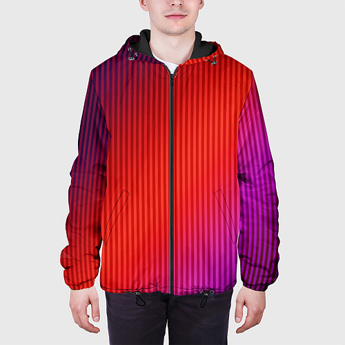 Мужская куртка Оранжево-фиолетовый градиент / 3D-Черный – фото 3