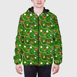 Куртка с капюшоном мужская Новогодняя Ёлка с Игрушками, цвет: 3D-черный — фото 2