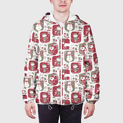 Куртка с капюшоном мужская Санта везёт подарки, цвет: 3D-белый — фото 2
