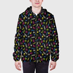 Куртка с капюшоном мужская Праздничное Конфетти, цвет: 3D-черный — фото 2
