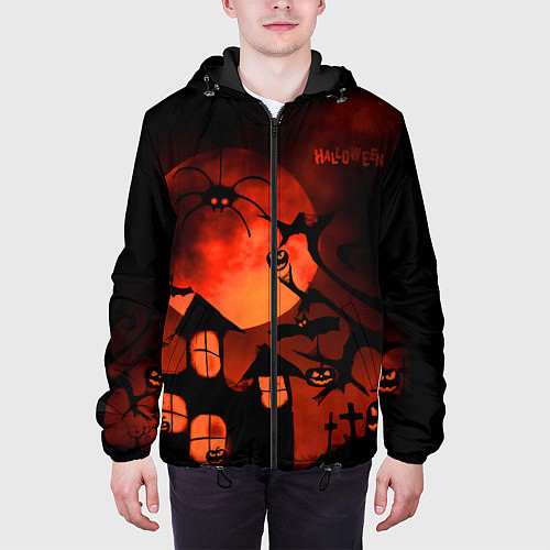 Мужская куртка Красная луна на Хэллоуин / 3D-Черный – фото 3