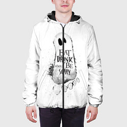 Куртка с капюшоном мужская Добродушное приведение белый, полиэстер, цвет: 3D-черный — фото 2