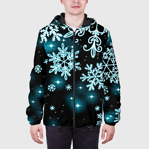 Мужская куртка Космические снежинки / 3D-Черный – фото 3