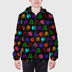 Куртка с капюшоном мужская 7 СМЕРТНЫХ ГРЕХОВ АНИМЕ , ПАТТЕРН СИМВОЛЫ В ЦВЕТЕ, цвет: 3D-черный — фото 2