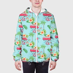 Куртка с капюшоном мужская Путешествие хиппи, цвет: 3D-белый — фото 2
