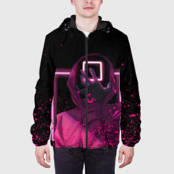 Куртка с капюшоном мужская ИГРА В КАЛЬМАРА НЕОН, СТРАЖ КВАДРАТ 029, цвет: 3D-черный — фото 2