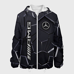 Куртка с капюшоном мужская Mercedes AMG 3D плиты, цвет: 3D-белый