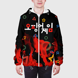 Куртка с капюшоном мужская Игра в кальмара пламя, цвет: 3D-белый — фото 2
