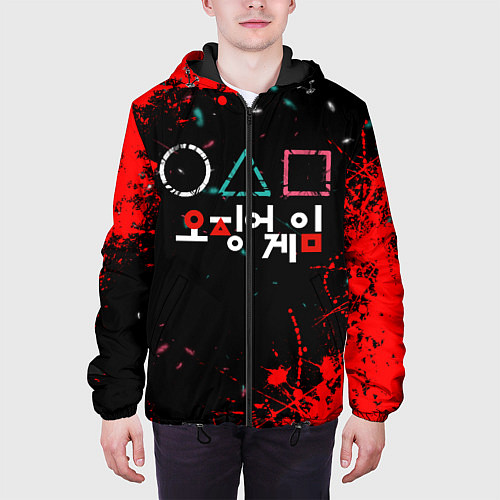Мужская куртка Игра в кальмара брызги крови / 3D-Черный – фото 3