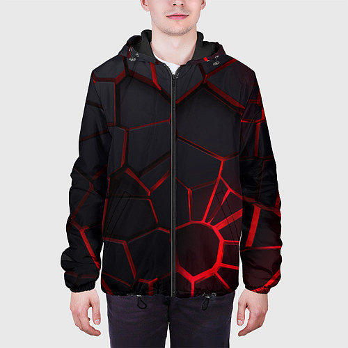 Мужская куртка Адские 3D плиты 3Д геометрия плиты / 3D-Черный – фото 3
