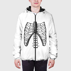 Куртка с капюшоном мужская Ребра скелета, цвет: 3D-черный — фото 2