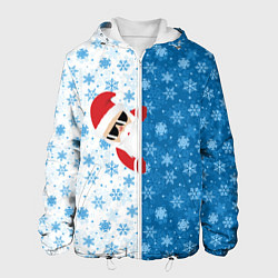 Куртка с капюшоном мужская С Новым Годом дед мороз, цвет: 3D-белый