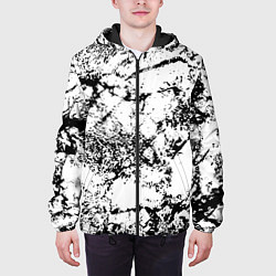 Куртка с капюшоном мужская Эффект линогравюры, цвет: 3D-черный — фото 2