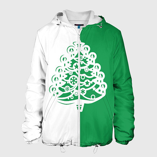 Мужская куртка Зелёная Ёлочка / 3D-Белый – фото 1