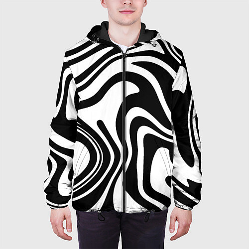 Мужская куртка Черно-белые полосы Black and white stripes / 3D-Черный – фото 3