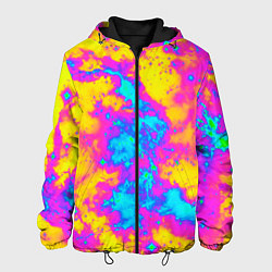 Куртка с капюшоном мужская Яркая абстракция космических красок, цвет: 3D-черный